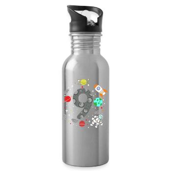 9. Geburtstag Weltraum Astronaut - Trinkflasche mit integriertem Trinkhalm - Lightsilver - Rechts
