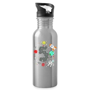 5. Geburtstag Weltraum Astronaut - Trinkflasche mit integriertem Trinkhalm - Lightsilver - Rechts