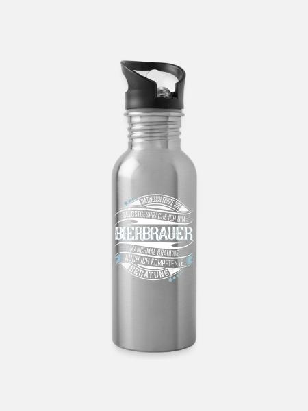 Bierbrauer - Trinkflasche mit integriertem Trinkhalm - Lightsilver