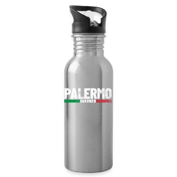 Palermo Italien Flagge - Trinkflasche mit integriertem Trinkhalm - Lightsilver - Rechts