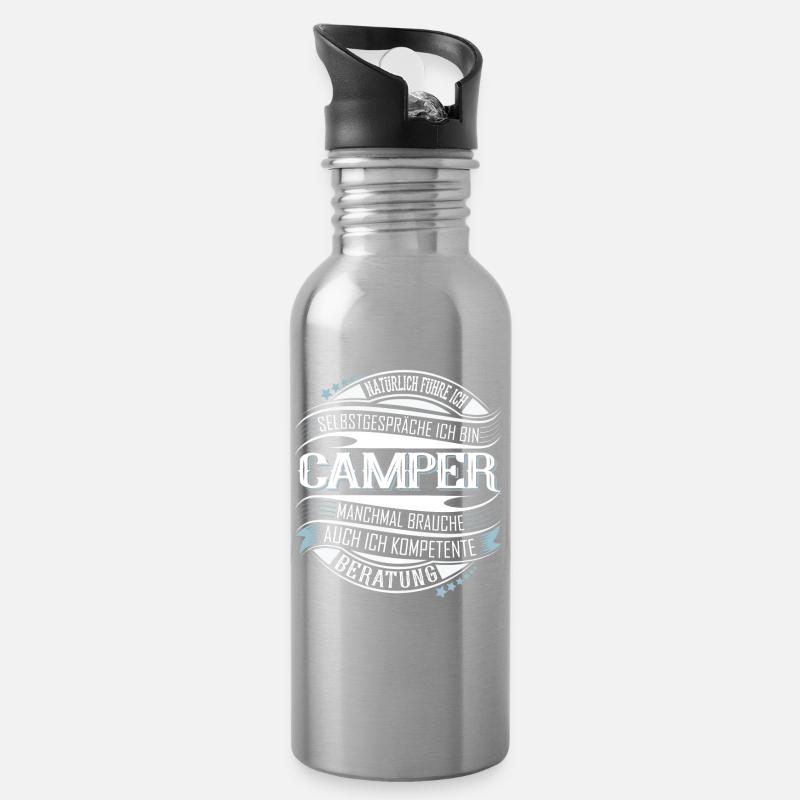 Camper - Trinkflasche mit integriertem Trinkhalm - Lightsilver