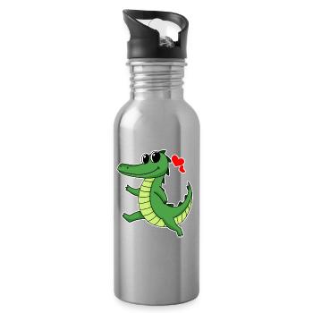 Crocodile - Gourde avec paille intégrée - argent clair - Droite