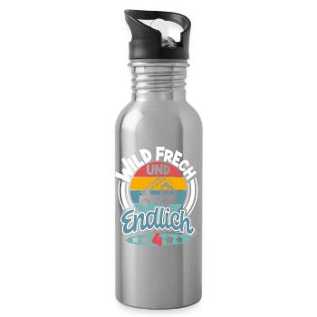 Feuerwehr 4. Geburtstag Kinder - Trinkflasche mit integriertem Trinkhalm - Lightsilver - Rechts