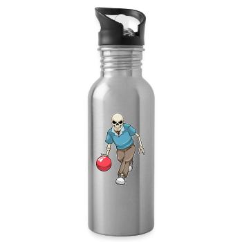 Boule de bowling squelette - Gourde avec paille intégrée - argent clair - Droite