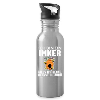 Bienen Imker Biene - Trinkflasche mit integriertem Trinkhalm - Lightsilver - Rechts