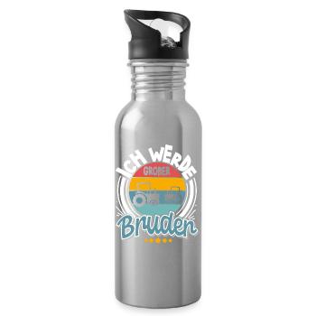 Ich Werde Großer Bruder Traktor - Trinkflasche mit integriertem Trinkhalm - Lightsilver - Rechts