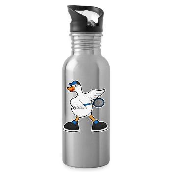 Raquette de tennis canard - Gourde avec paille intégrée - argent clair - Droite