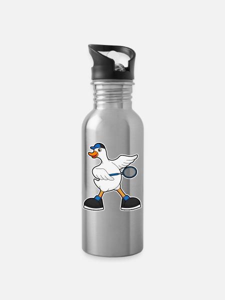 Ente Tennis Tennisschläger - Trinkflasche mit integriertem Trinkhalm - Lightsilver