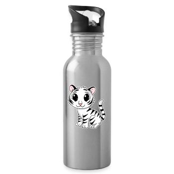 Weißer Tiger - Trinkflasche mit integriertem Trinkhalm - Lightsilver - Rechts