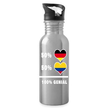 Germany and Colombia 100% Ingenious / Gift - Water bottle with straw - silver - Right