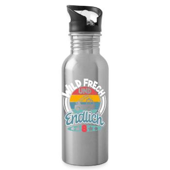 Feuerwehr 8. Geburtstag Kinder - Trinkflasche mit integriertem Trinkhalm - Lightsilver - Rechts