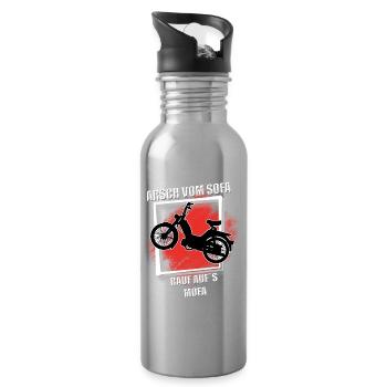 Arsch vom Sofa rauf aufs mofa - Trinkflasche mit integriertem Trinkhalm - Lightsilver - Rechts
