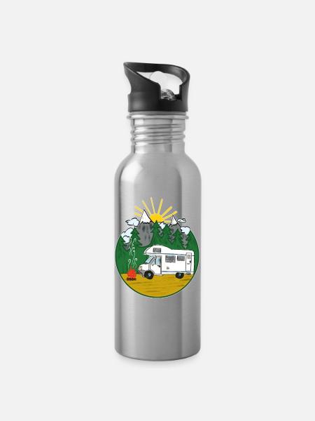 Camping Is My Life - Womo - Camping-car - Gourde avec paille intégrée - argent clair