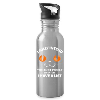 I FULLY INTEND TO HAUNT PEOPLE WHEN I THE CAT - Trinkflasche mit integriertem Trinkhalm - Lightsilver - Rechts