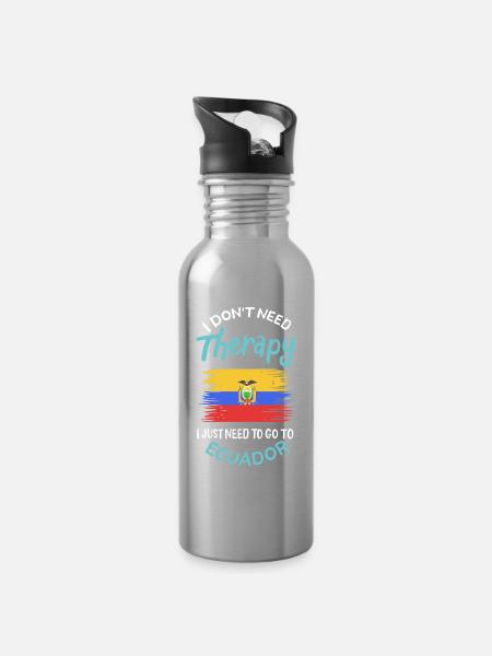 Ecuador - Trinkflasche mit integriertem Trinkhalm - Lightsilver