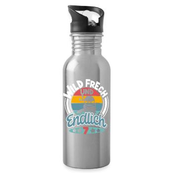 Ninja 7 Jahre Geburtstag Kinder - Trinkflasche mit integriertem Trinkhalm - Lightsilver - Rechts