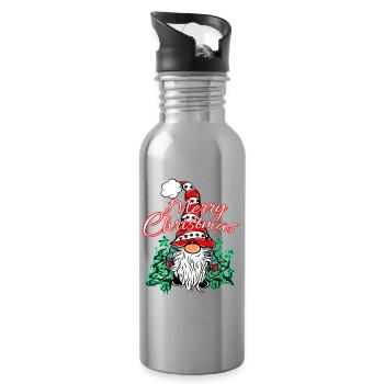 Weihnachts Wichtel Xmas Gnom - Trinkflasche mit integriertem Trinkhalm - Lightsilver - Rechts