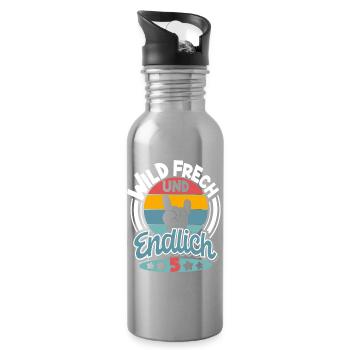 5 Jahre Wild Frech Und Endlich 5 - Trinkflasche mit integriertem Trinkhalm - Lightsilver - Rechts