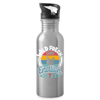 7 Jahre Wild Frech Und Endlich 7 - Trinkflasche mit integriertem Trinkhalm - Lightsilver - Rechts