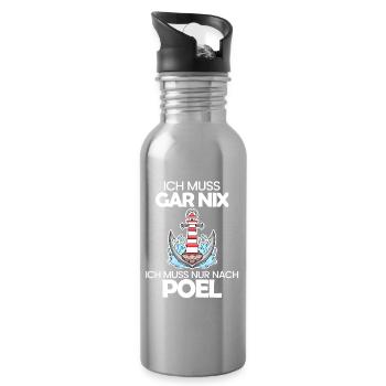 Poel Ostsee Urlaub Anker - Trinkflasche mit integriertem Trinkhalm - Lightsilver - Rechts