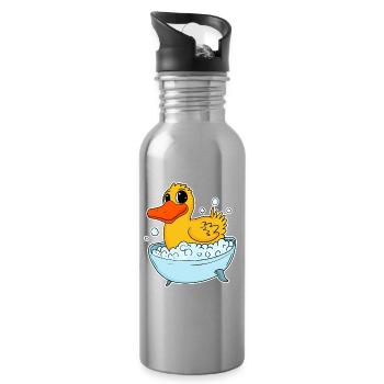 Canard en caoutchouc qui lave les enfants tout-petit - Gourde avec paille intégrée - argent clair - Droite