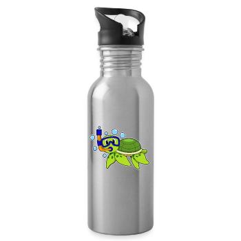 Schildkröte Taucher Schnorchel Tauchen - Trinkflasche mit integriertem Trinkhalm - Lightsilver - Rechts