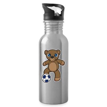 Bear Soccer Player Soccer - Water bottle with straw - silver - Right