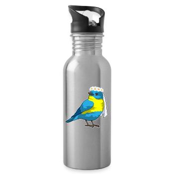 Vogel Braut Blumenkranz Hochzeit - Trinkflasche mit integriertem Trinkhalm - Lightsilver - Rechts