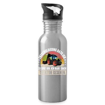 Entschuldigung Dass Ich Zu Spät Bin - Trinkflasche mit integriertem Trinkhalm - Lightsilver - Rechts