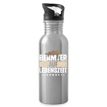 Beamter Auf Lebenszeit Faultier - Trinkflasche mit integriertem Trinkhalm - Lightsilver - Rechts