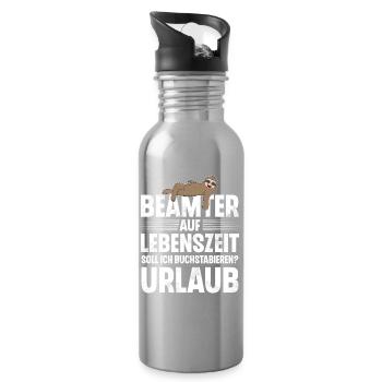 Beamter Auf Lebenszeit - Trinkflasche mit integriertem Trinkhalm - Lightsilver - Rechts