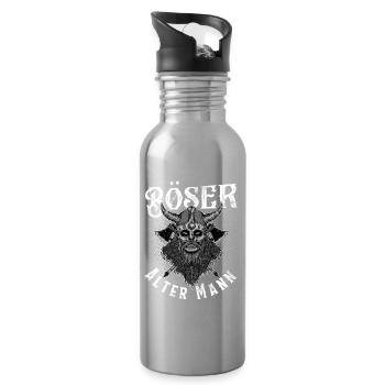Böser Alter Mann Wikinger - Trinkflasche mit integriertem Trinkhalm - Lightsilver - Rechts