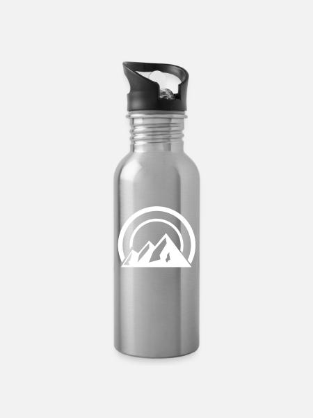 Montagnes Montagnes Sommets de montagne - Gourde avec paille intégrée - argent clair