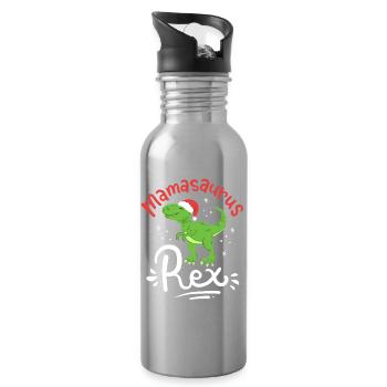 Weihnachten Mama Saurus - Trinkflasche mit integriertem Trinkhalm - Lightsilver - Rechts