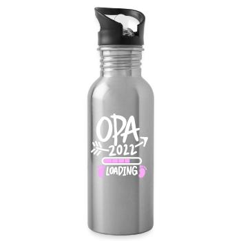 Opa 2022 Loading - Opa werden - Bald Opa - Trinkflasche mit integriertem Trinkhalm - Lightsilver - Rechts