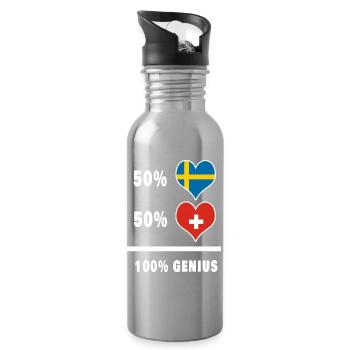 Suède et Suisse Génie / Cadeau - Gourde avec paille intégrée - argent clair - Droite