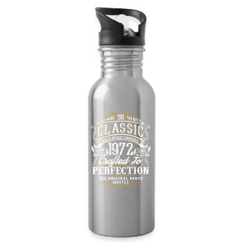 50. Geburtstag Baujahr 1972 Geburtsjahr - Trinkflasche mit integriertem Trinkhalm - Lightsilver - Rechts