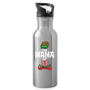 Weihnachten Mama Elf - Trinkflasche mit integriertem Trinkhalm - Lightsilver - Rechts
