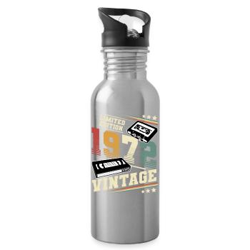 1972 Geburtsjahr Baujahr 50. Geburtstag vintage - Trinkflasche mit integriertem Trinkhalm - Lightsilver - Rechts