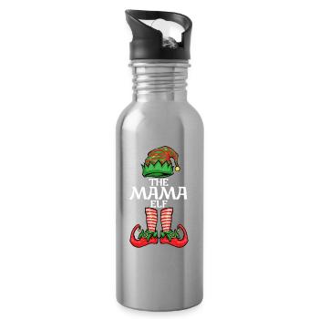 Weihnachten Mama Elf - Trinkflasche mit integriertem Trinkhalm - Lightsilver - Rechts