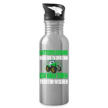 Traktor Landwirt Landwirtschaft - Trinkflasche mit integriertem Trinkhalm - Lightsilver - Rechts