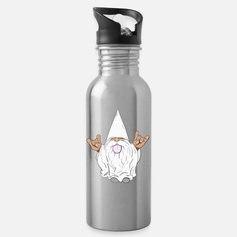 Gnome Felsen - Trinkflasche mit integriertem Trinkhalm - Lightsilver