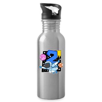 2 anniversaire garçon - 2 ans - Je suis 2 - Gourde avec paille intégrée - argent clair - Droite