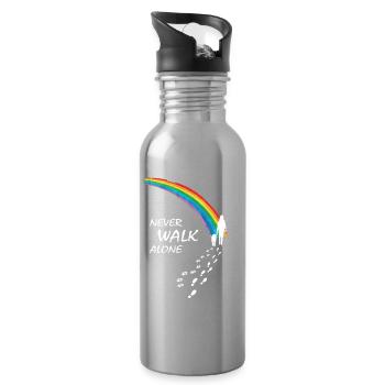 Never walk alone - Doglovers Hundeliebhaber Gassi - Trinkflasche mit integriertem Trinkhalm - Lightsilver - Rechts