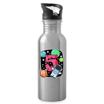 5 birthday boy - 5 years old - I am 5 - Water bottle with straw - silver - Right