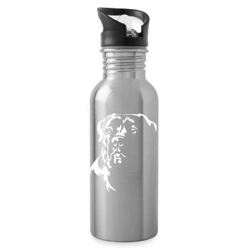 Cane Corso Head "Black Edition" - Water bottle with straw - silver - Right
