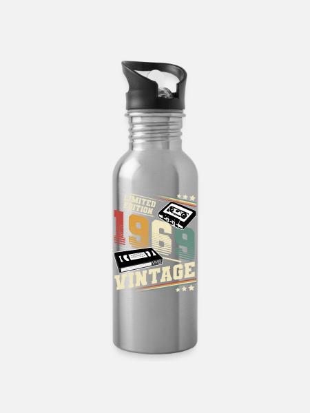 1969 Geburtsjahr Baujahr Geburtstag Vintage - Trinkflasche mit integriertem Trinkhalm - Lightsilver