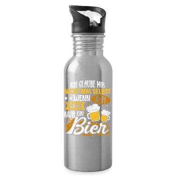 Lustiger Bier Spruch - Trinkflasche mit integriertem Trinkhalm - Lightsilver - Rechts