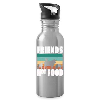 Vegan Vegetarian Friends not Food Animal Welfare - Water bottle with straw - silver - Right