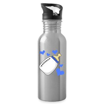 Bouteille de lait Garçon enceinte naissance - Gourde avec paille intégrée - argent clair - Droite